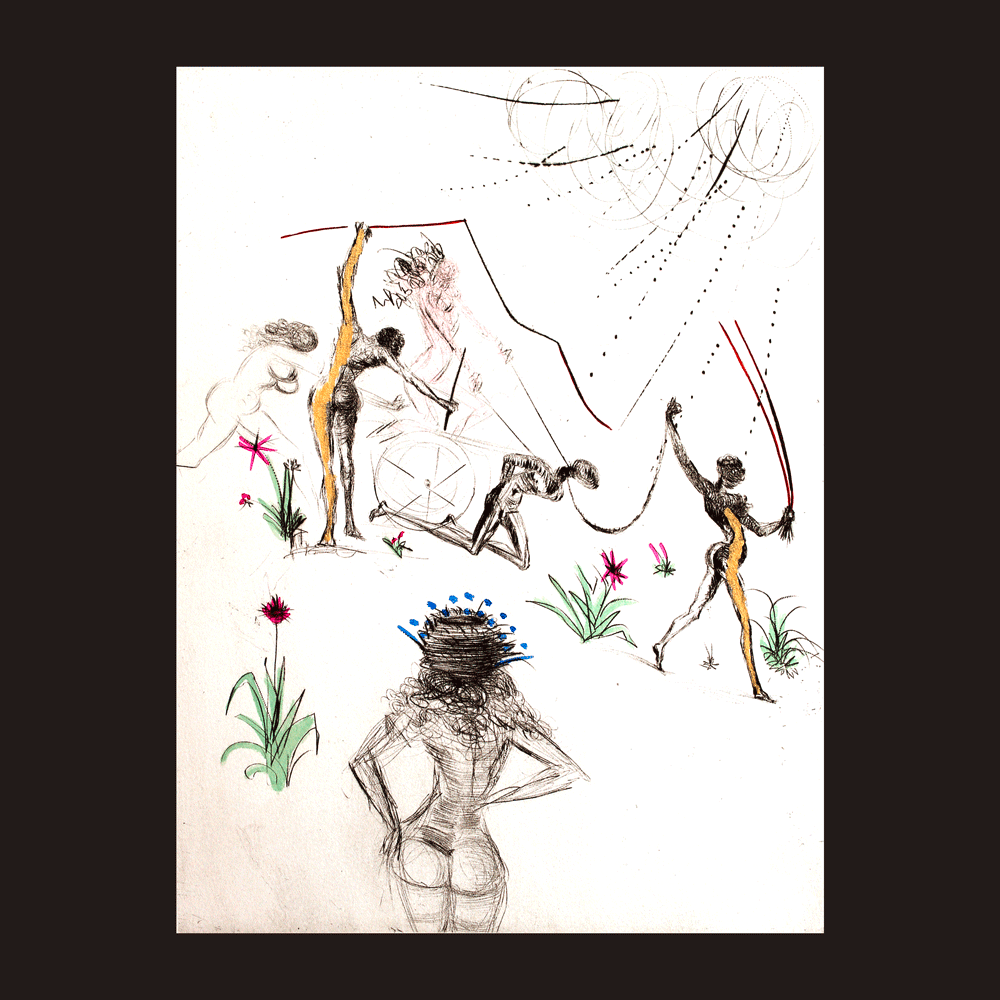 Gravure de Dali: Les Négresses, série Venus Fourrure