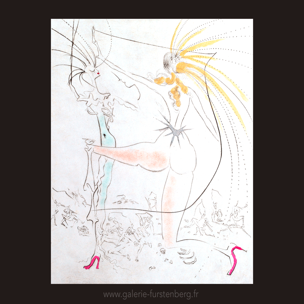 Gravure originale de Dali: Les Aigrettes